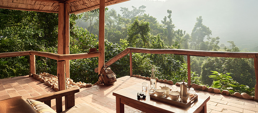 Private balcony at Gorilla Forest Lodge, Uganda