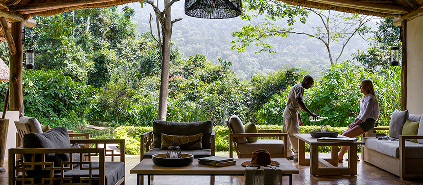 Guest enjoying a spa treatment at Gorilla Forest Lodge, Uganda