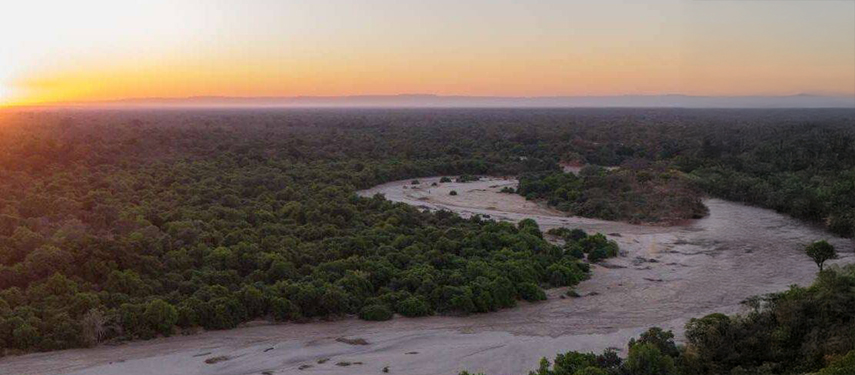 Aerial view of Chitake Gorge in Zimbabwe