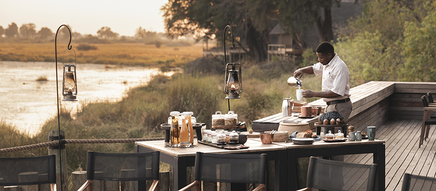 Delicious spread of food on safari at King's Pool Camp, Botswana