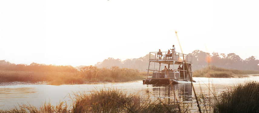 Water safari onboard a boat in Linyanti Wildlife Reserve