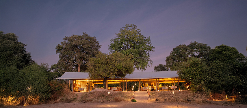 Kokoko Camp Main Area Exterior After Sunset In Ruaha, Tanzania