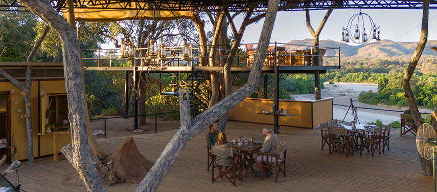 Main Area And Viewing Deck at Mhara River Camp, Mana Pools, Zimbabwe
