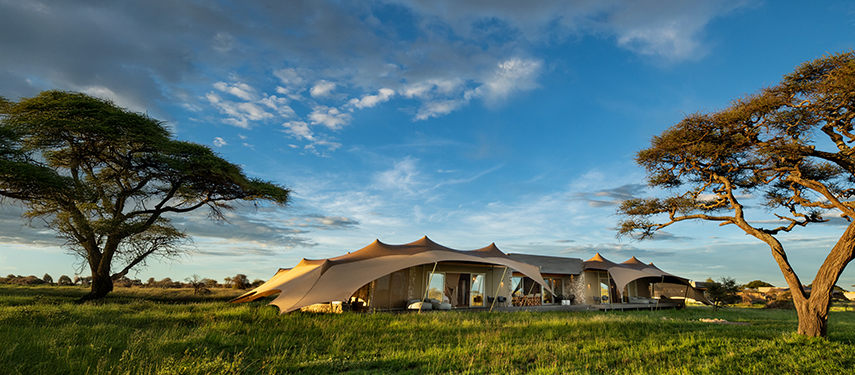 Exterior view of Namiri Plains Retreats on the Masai Mara, Kenya