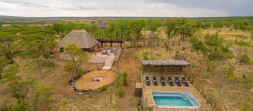Aerial view of Nantwich safari Lodge, Hwange National Park