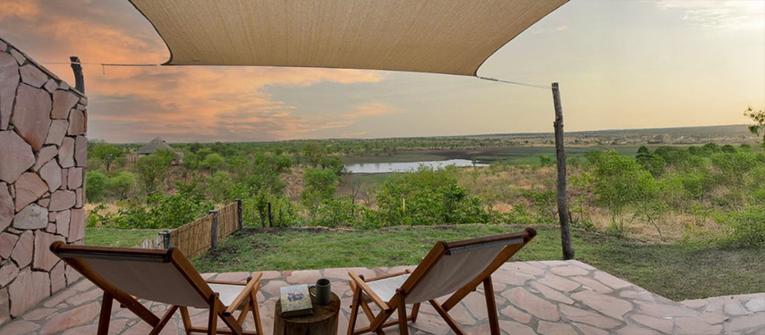 Private terrace with a sunset view at Nantwich Lodge, Hwange National Park