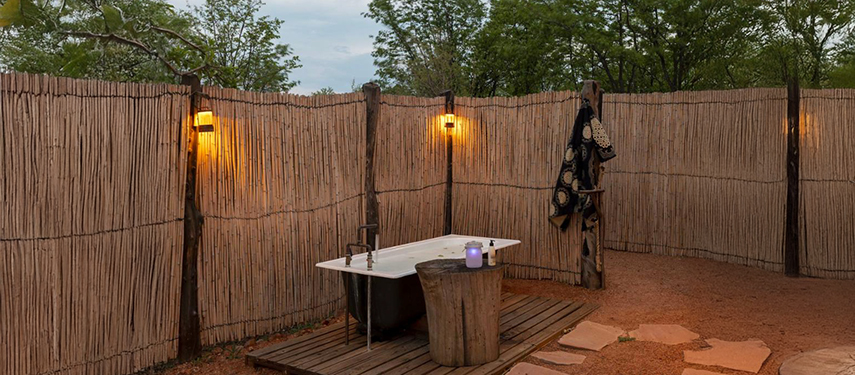 Open-air bathroom at Nantwich Lodge, Hwange National Park