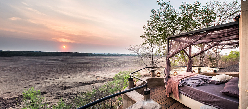 Starbed at sunset in South Luangwa, Zambia