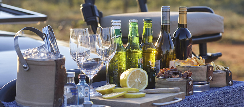Sundowners served on safari in Zimbabwe