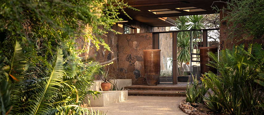 Singita Kilima private safari lodge entranceway in Grumeti Game Reserve