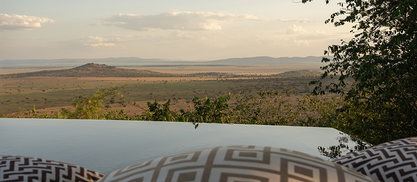 Panoramic views across Grumeti Game Reserve bordering the Serengeti