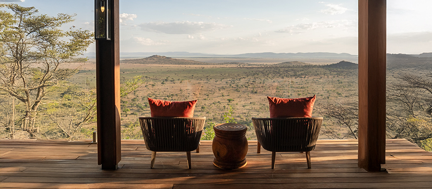 Panoramic views across Grumeti Game Reserve bordering the Serengeti