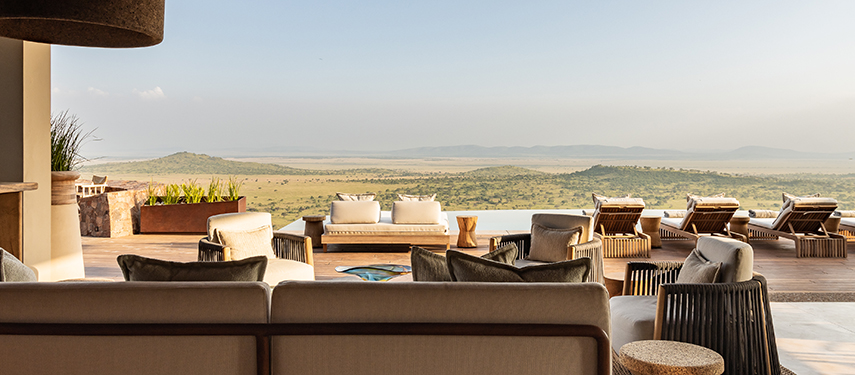 Stunning views over the Serengeti from Singita Milele luxury safari lodge