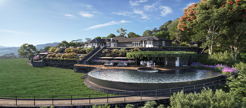 Exterior of Uga Halloowella on a clear, blue day