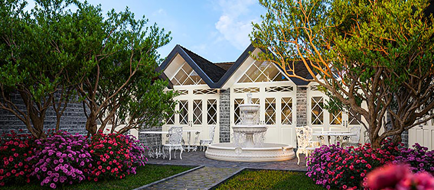 Exterior of Uga Halloowella on a clear, blue day