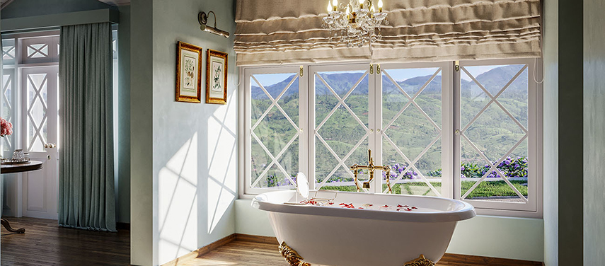 Claw bath with flower petals in Sri Lanka