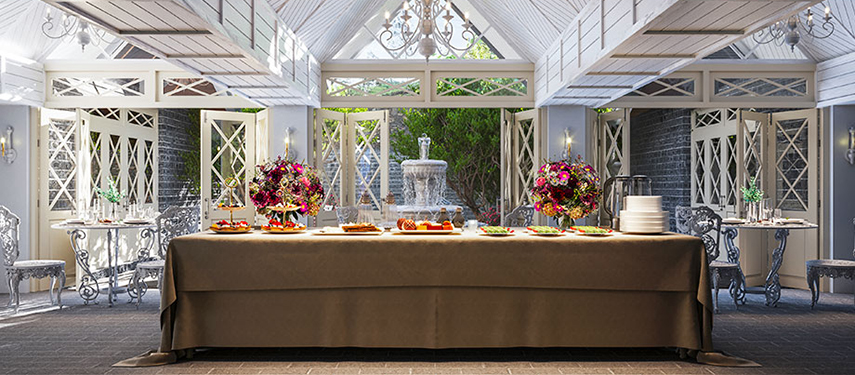 Breakfast buffet at a luxurious lodge in Sri Lanka