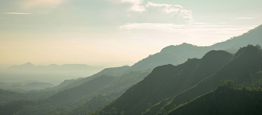 Mountainous region of Sri Lanka at sunset
