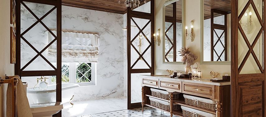 Luxurious bathroom at a premier hotel near Ella, Sri Lanka