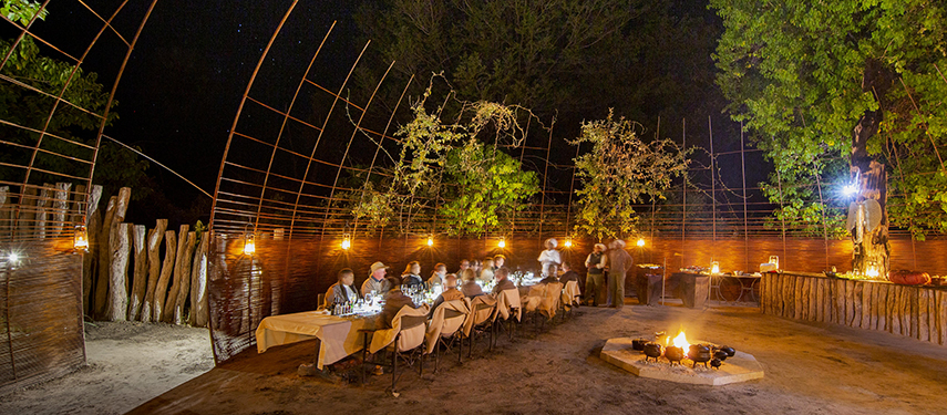 Dinner setting at Chitabe Camp, Okavango Delta