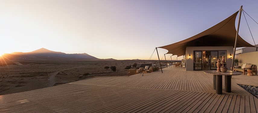 Private tented suite with views across Sossusvlei in Namibia