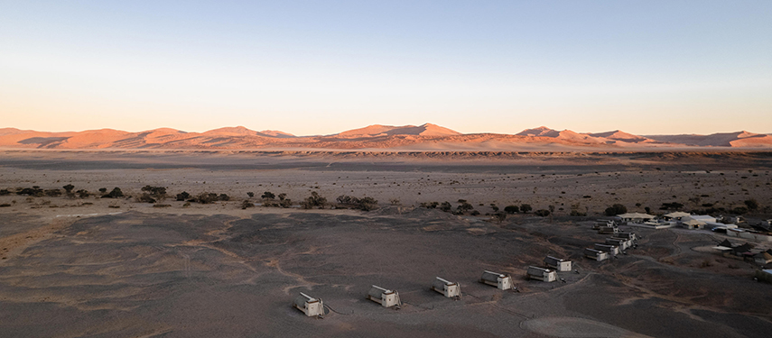 Aerial view of Kulala Desert Lodge, Namibia