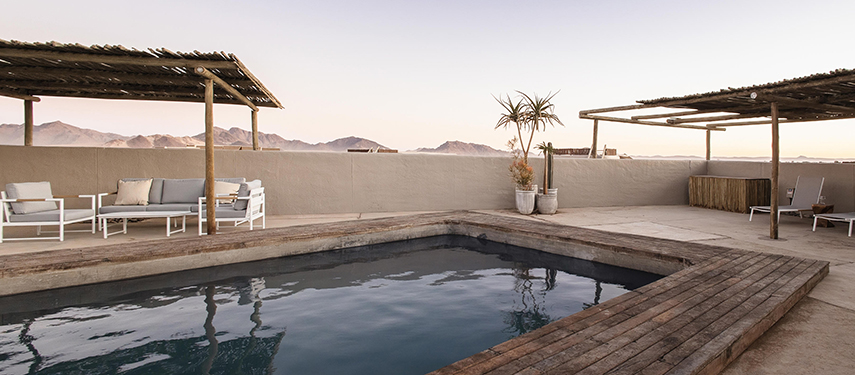 Kulala Desert Lodge communal pool in Namibia
