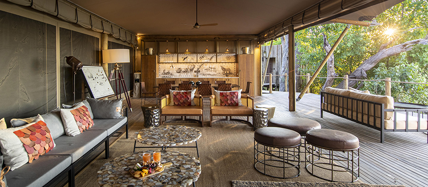 Sumptuous interior of Little DumaTau tented safari camp, Linyanti, Botswana