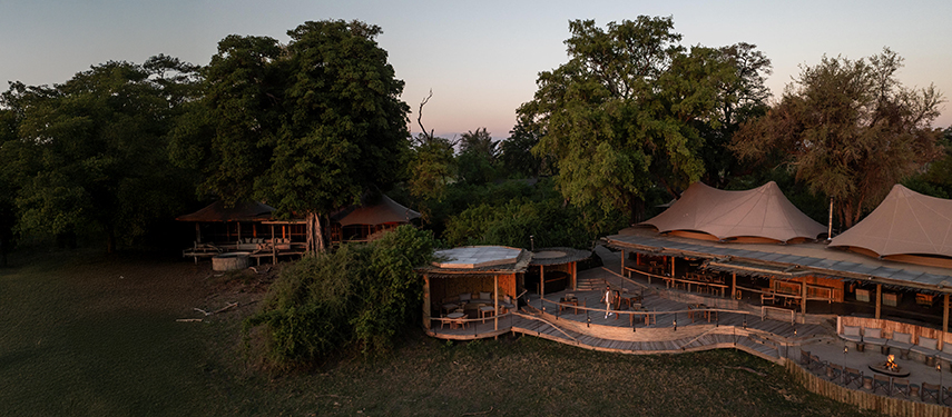 An aerial view of Botswana's luxurious Mombo safari camp