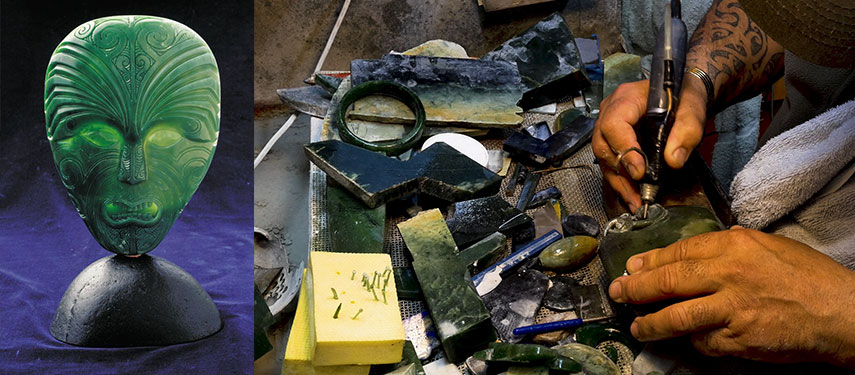 Māori craftsman makes traditional ornaments from jade
