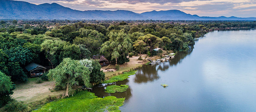 Chiawa Camp situated on the banks of the Zambezi River in Zambia
