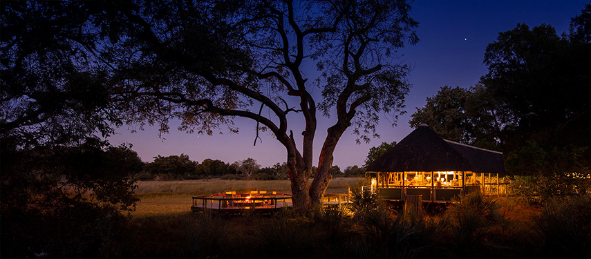 Wilderness Chitabe Lediba Camp at night