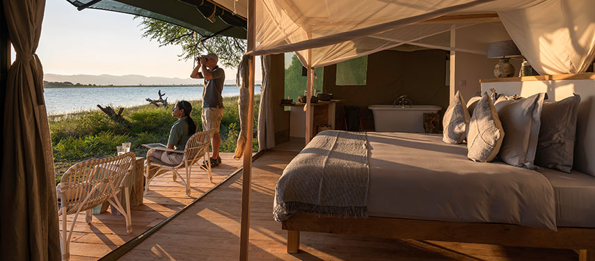 Overlook the floodplains of the Shire River at Kuthengo Camp