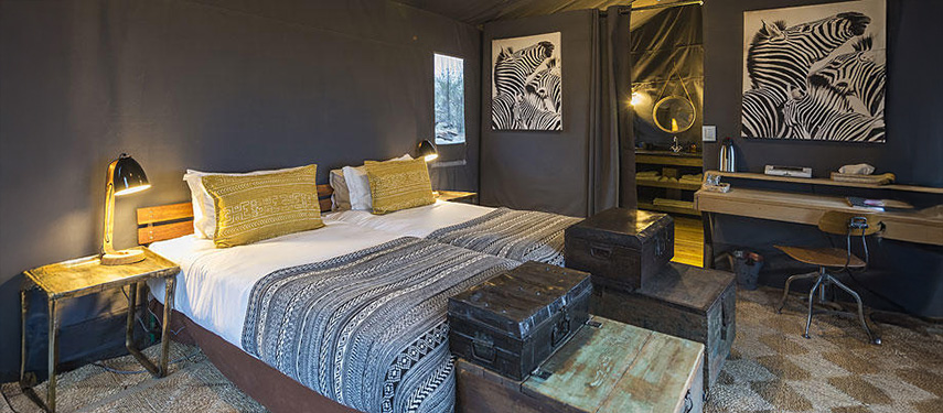Sumptuous double tented suite at Linyanti Tented Camp