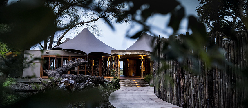 Entryway to Botswana's luxurious Mombo safari camp