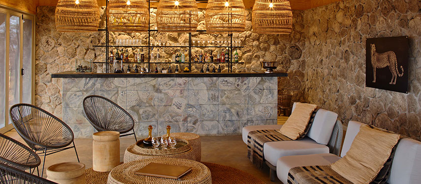 Intimate bar area at Namiri Plains safari camp, Tanzania