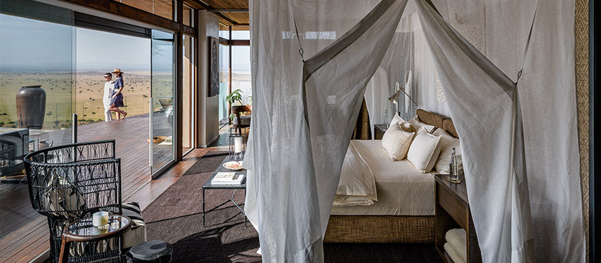 Luxury rooms at Singita Sasakwa offer breathtaking views of the Serengeti plains