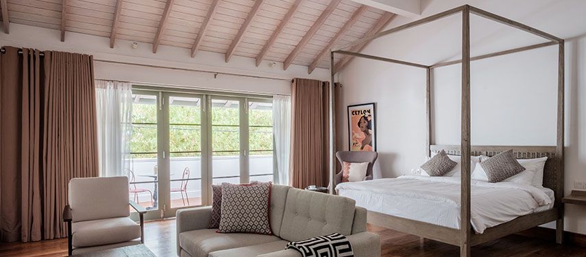 Fresh interiors are on offer inside the rooms at The Fort Bazaar, inside the historic walls of the Galle Fort