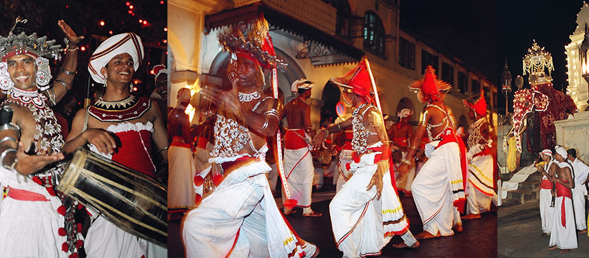 Traditional dance in front of a temple in Kandy, Sri Lanka