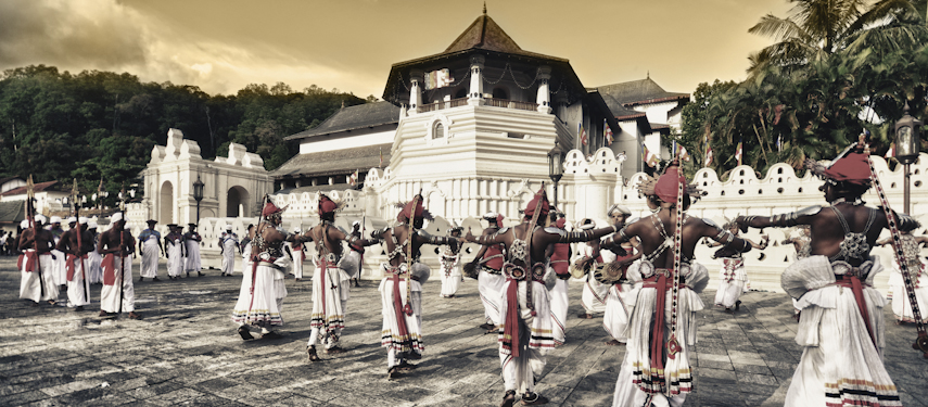 Traditional dance in front of a temple in Kandy, Sri Lanka