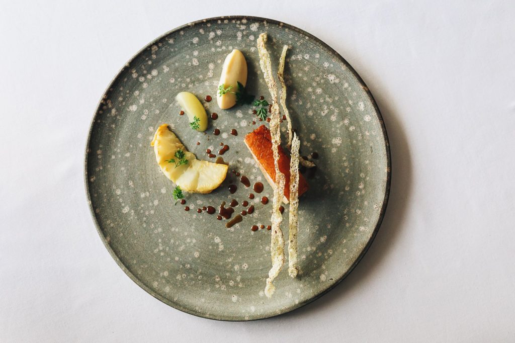 Haute cuisine dish at Salsify at the Roundhouse, Cape Town