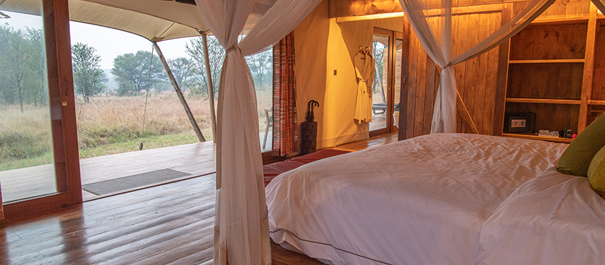 Double suite with stunning views across the Serengeti at Sayari Camp, Tanzania