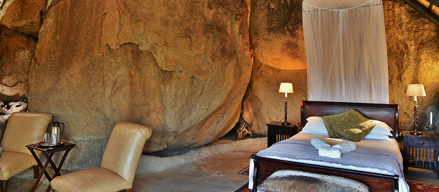 Unique boulder design interiors at Amalinda