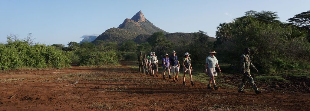 Hikers on a walking safari as part of the Great Walk of Africa