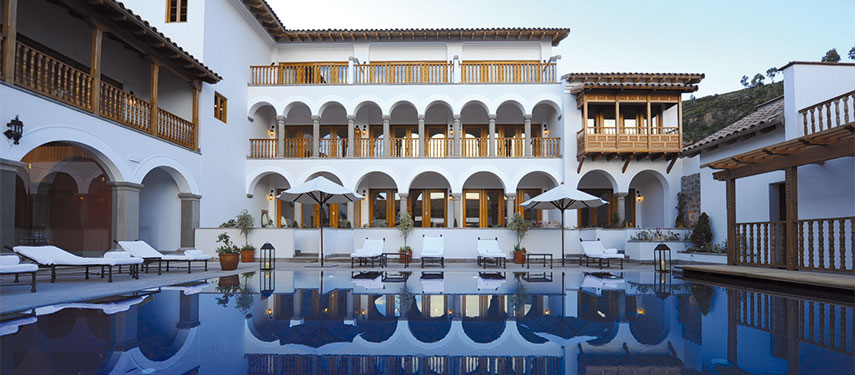 Cusco's Belmond Palacio Nazarenas courtyard and pool