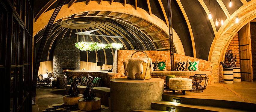 Cosy lounge area at Bisate Lodge, Rwanda