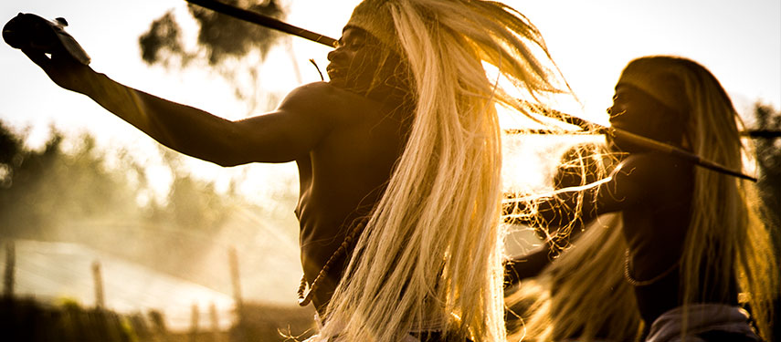 Traditional Tutsi tribesmen performing a dance