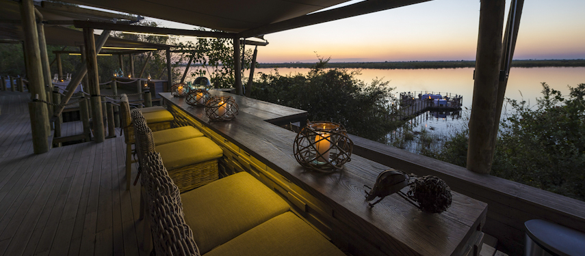 Endless views over the Osprey Lagoon at Duma Tau in Botswana