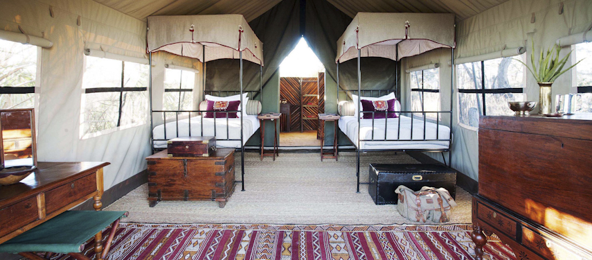 Camp Kalahari's stunning interiors located on the Makgadikgadi Salt Pans in Botswana