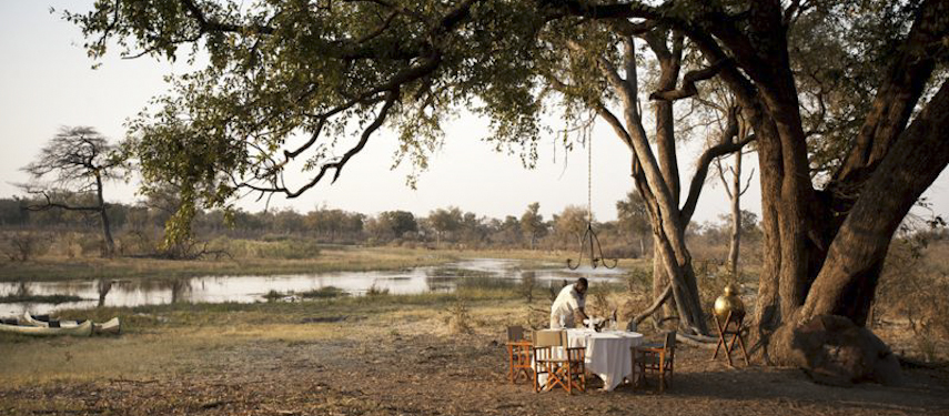 Look out for game on the private Selinda Reserve during sundowners at Selinda Explorers
